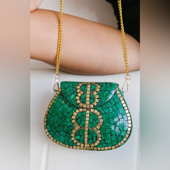 RAMLA Porte-Moi Mosaic Purse Red and Gold Handmade Brand New - Picture 3 of 12